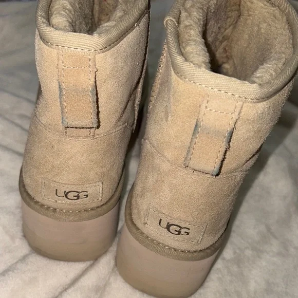 UGG Classic Beige Shearling Boots - Picture 2 of 4